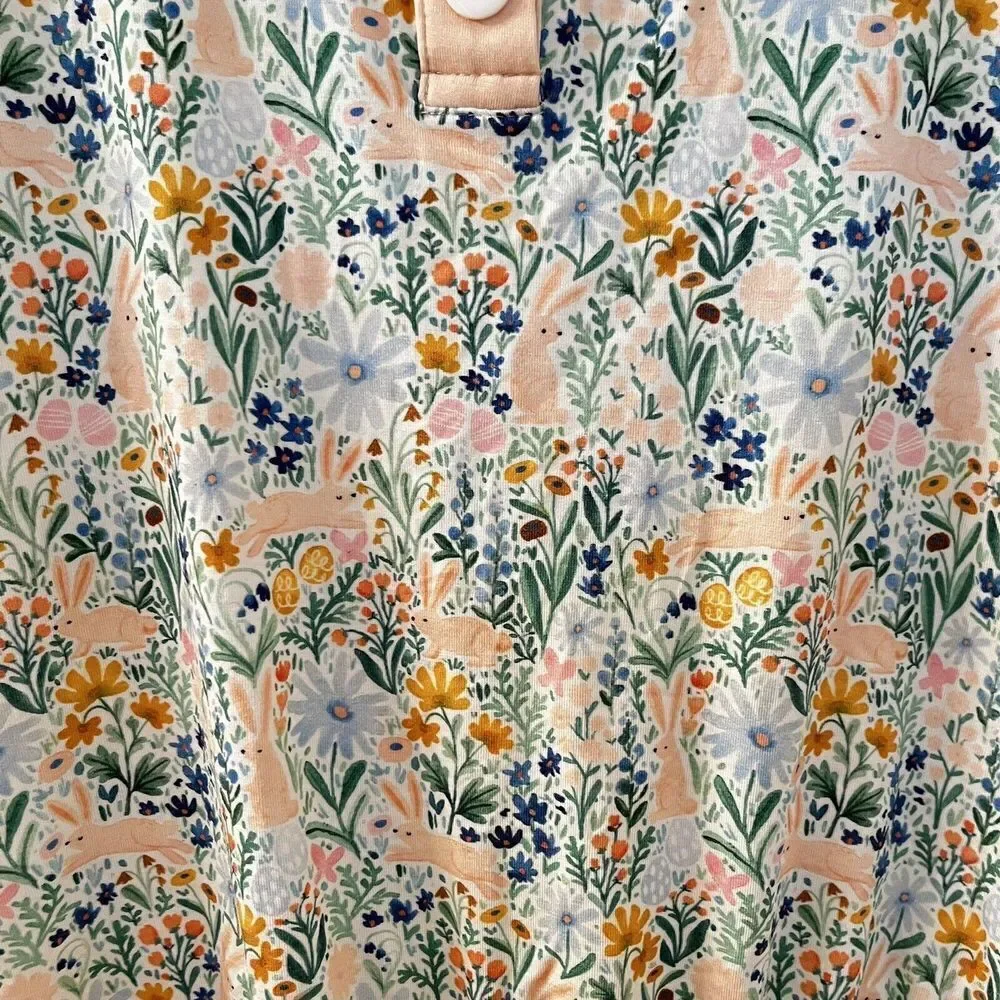 Ollie Jay Bamboo Lounge Dress Nightgown Floral Bunny Garden Easter Girls 12-18M